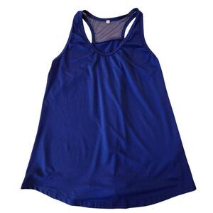 ICTIVE Womens Workout Blue Loose Fit Racerback Mesh Tank Small